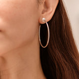 Pearl Hoop Earrings - Large Silver