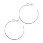 Large Silver Pearl Hoop Earrings - Georgiana Scott Jewellery