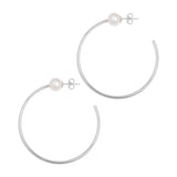 Large Silver Pearl Hoop Earrings - Georgiana Scott Jewellery